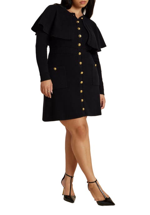 Sweater Cape Mini Dress (Plus Available)