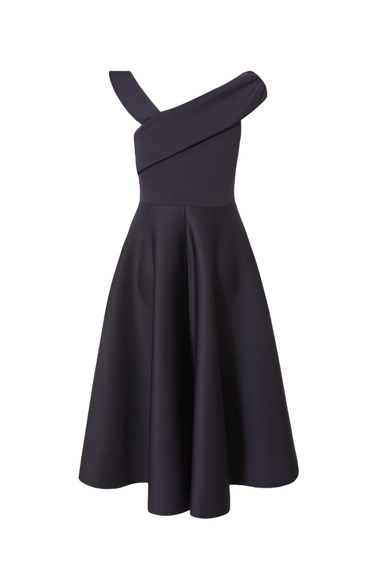 Scuba Crepe Asymmetric Midi Skater Dress
