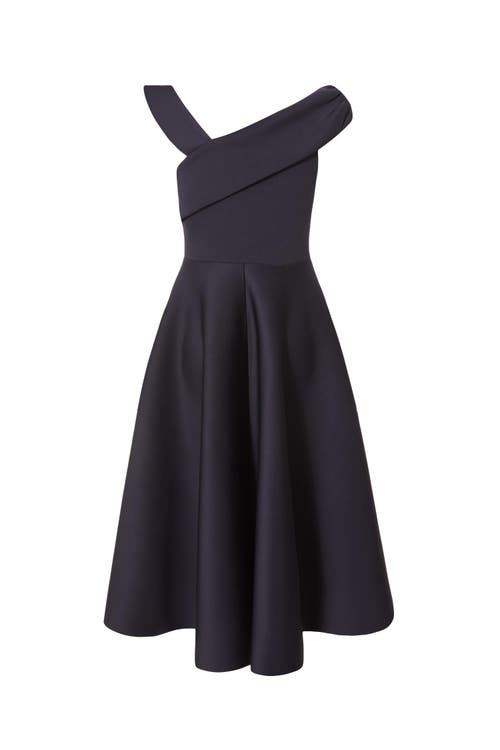 Quiz Scuba Crepe Asymmetric Midi Skater Dress In Blue