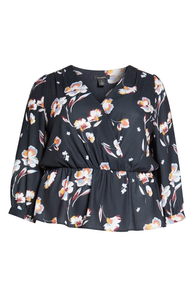 Halogen<sup>®</sup> Wrap Front Peplum Top, Alternate, color, 