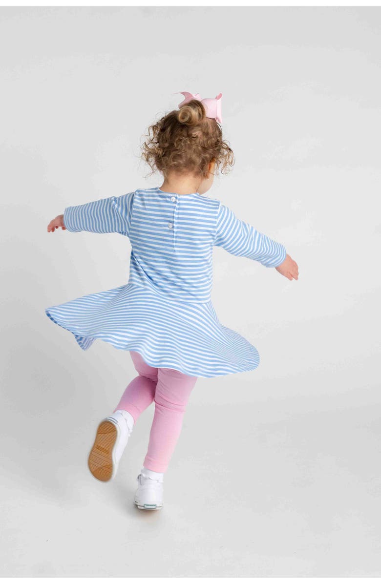 Florence Eiseman Stripe Knit Dress With Embroidered Flowers, Alternate, color, Light Blue, White, Pink