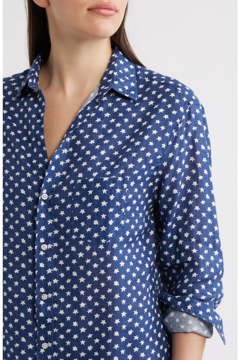 Classic Linen Shirtdress, Alternate, color, NAVY WHITE STARS