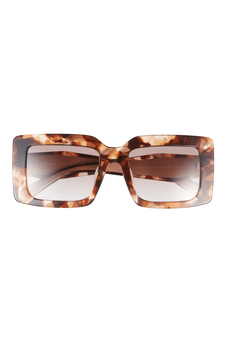 53mm Rectangular Sunglasses, Main, color, CARAMEL TORTOISE / BROWN