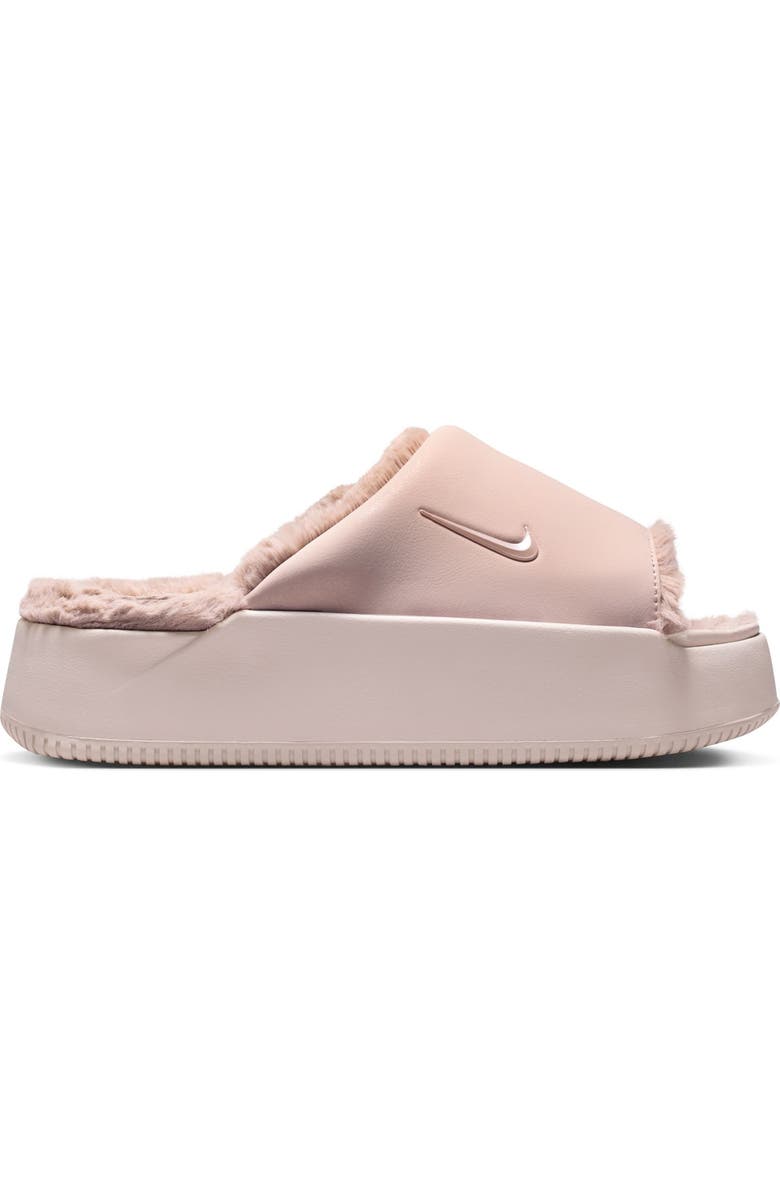 Nike Calm Elevation Faux Fur Lined Platform Slide, Main, color, Clay Red/ Clay Red/ Malt