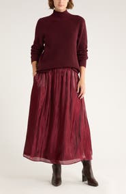 NORDSTROM RACK Shiny Gathered Midi Skirt