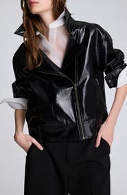Kenneth Cole Faux Leather Moto Jacket
