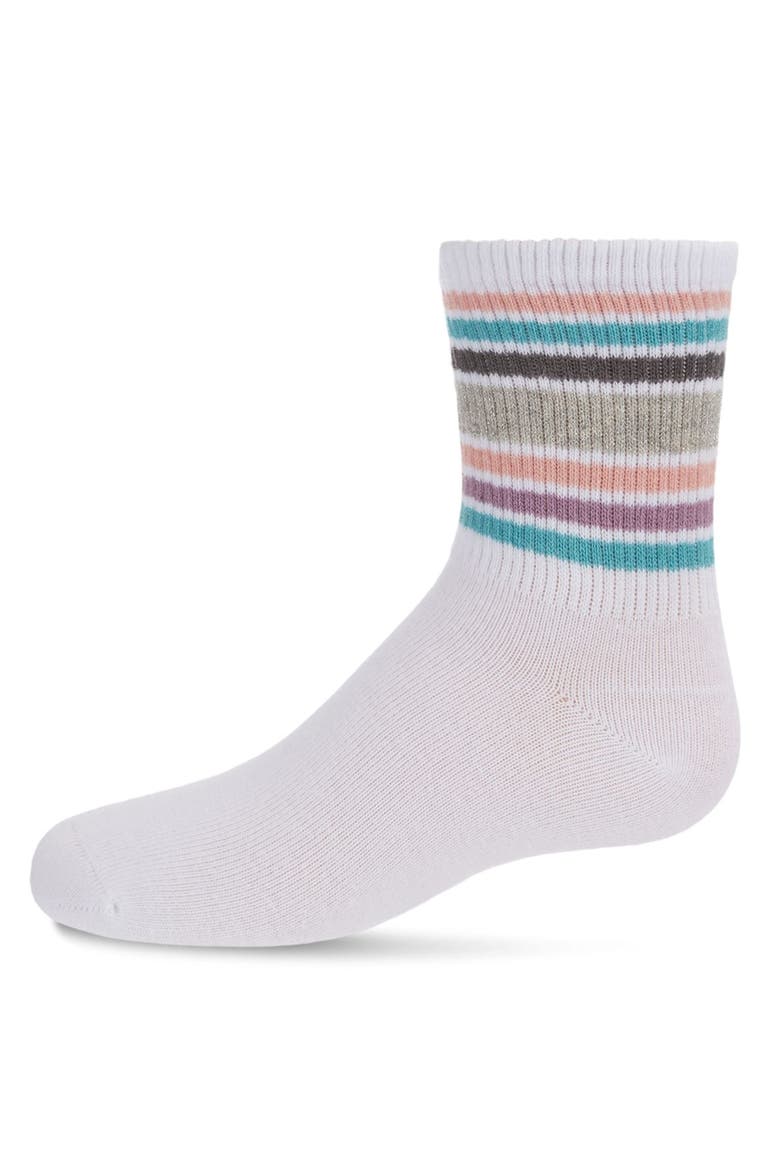 Metallic Sport Stripe Crew Sock, Main, color, White