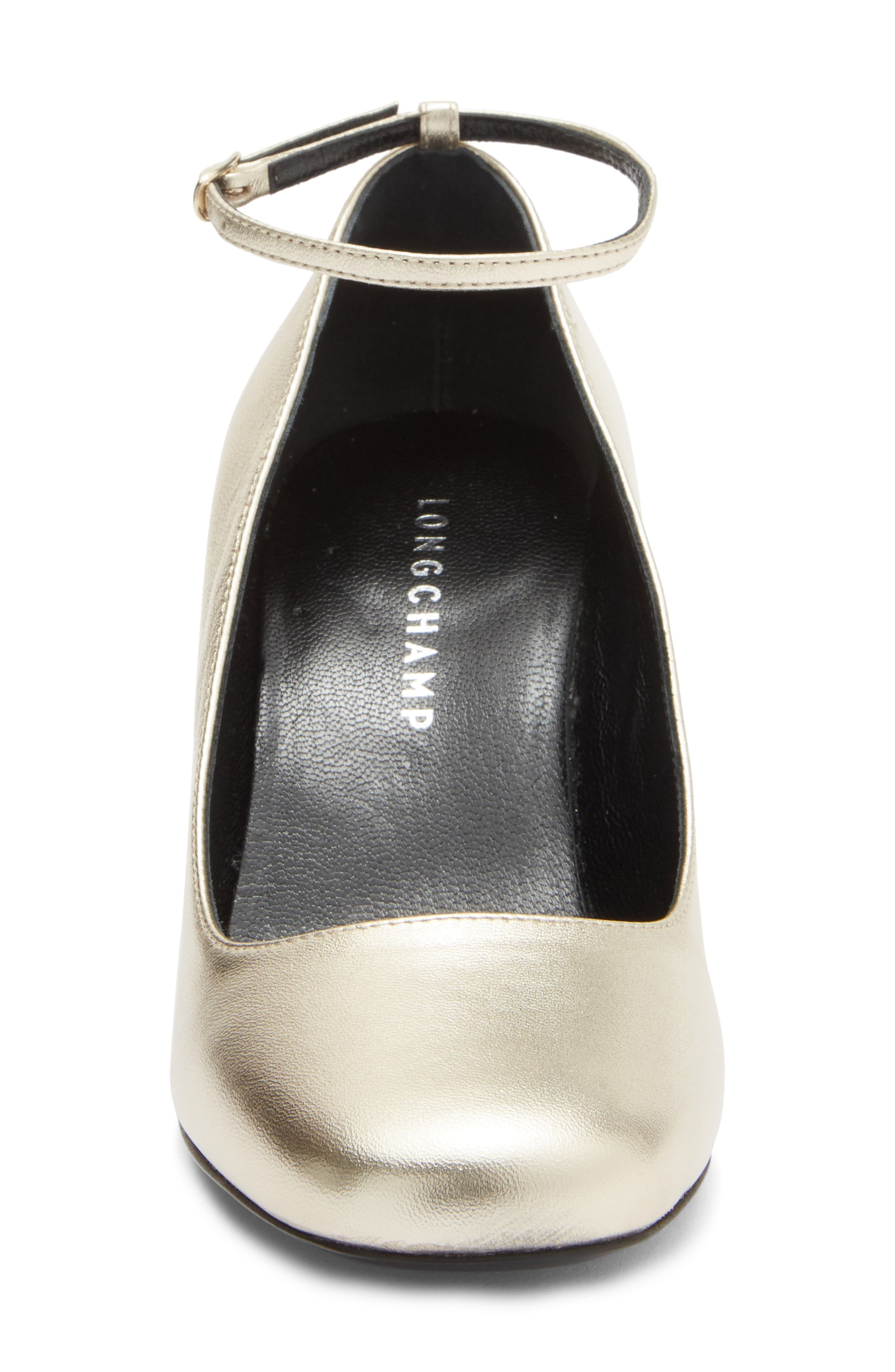 Longchamp Block Heel Pump, Alternate, color, Pale Gold