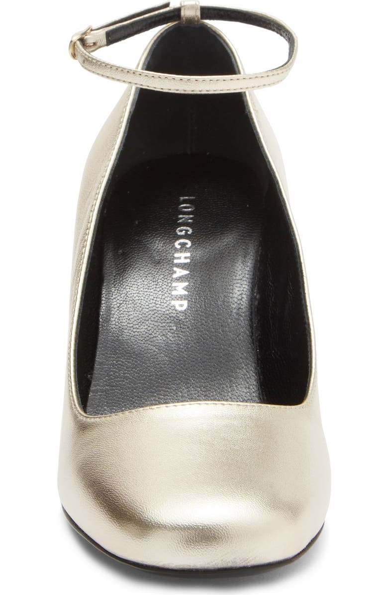 Longchamp Block Heel Pump, Alternate, color, Pale Gold