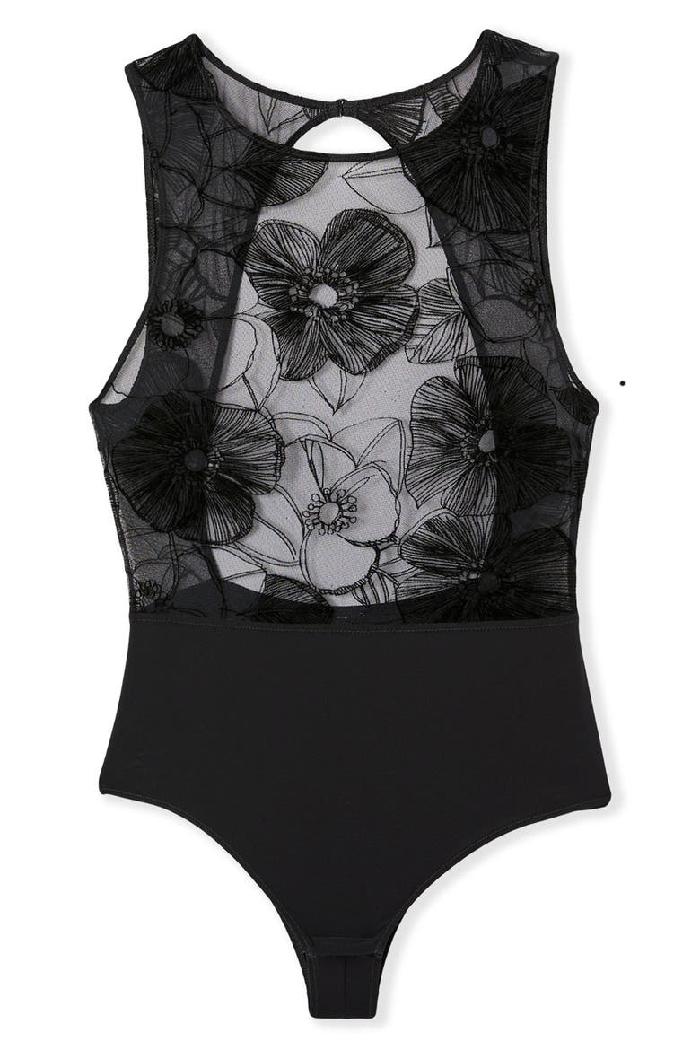 Badinage Bodysuit, Alternate, color, BLACK