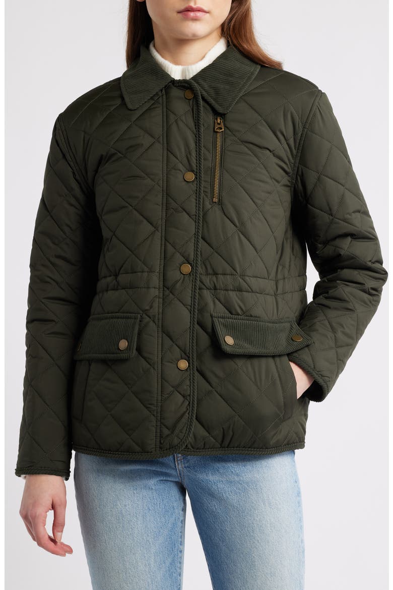 Quilted Hunting Jacket, Alternate, color, DARK MOSS