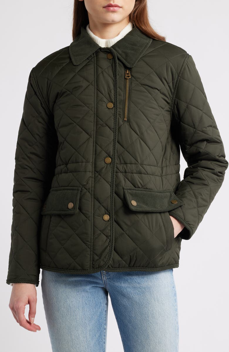 Lucky Brand Quilted Hunting Jacket, Alternate, color, Dark Moss