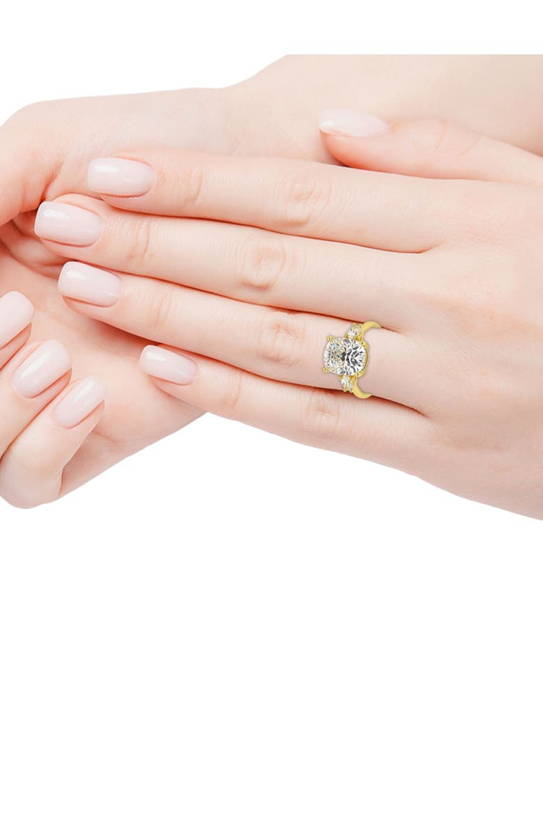 Bliss Diamond Certified 6Ct Cushion Cut 3-Stone Diamond Engagement Ring 14k Gold Lab Grown, Alternate, color, 