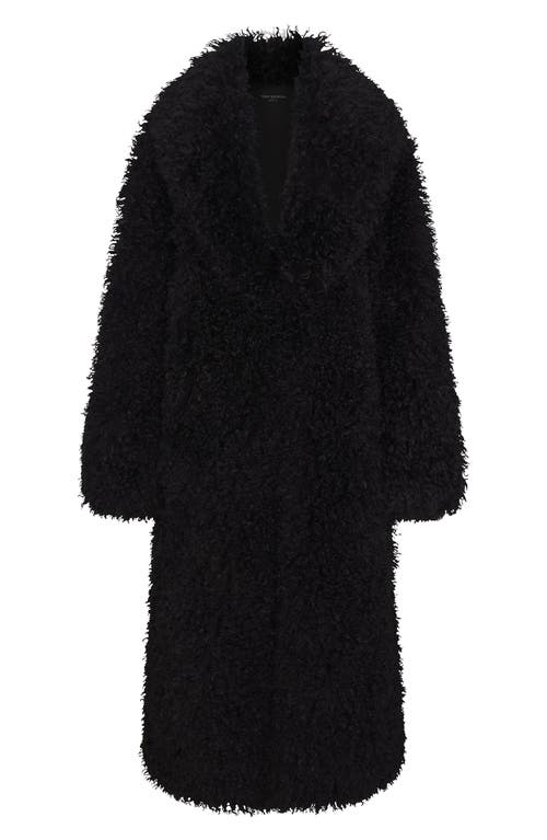 Naked Wardrobe Faux Shearling Coat In Black