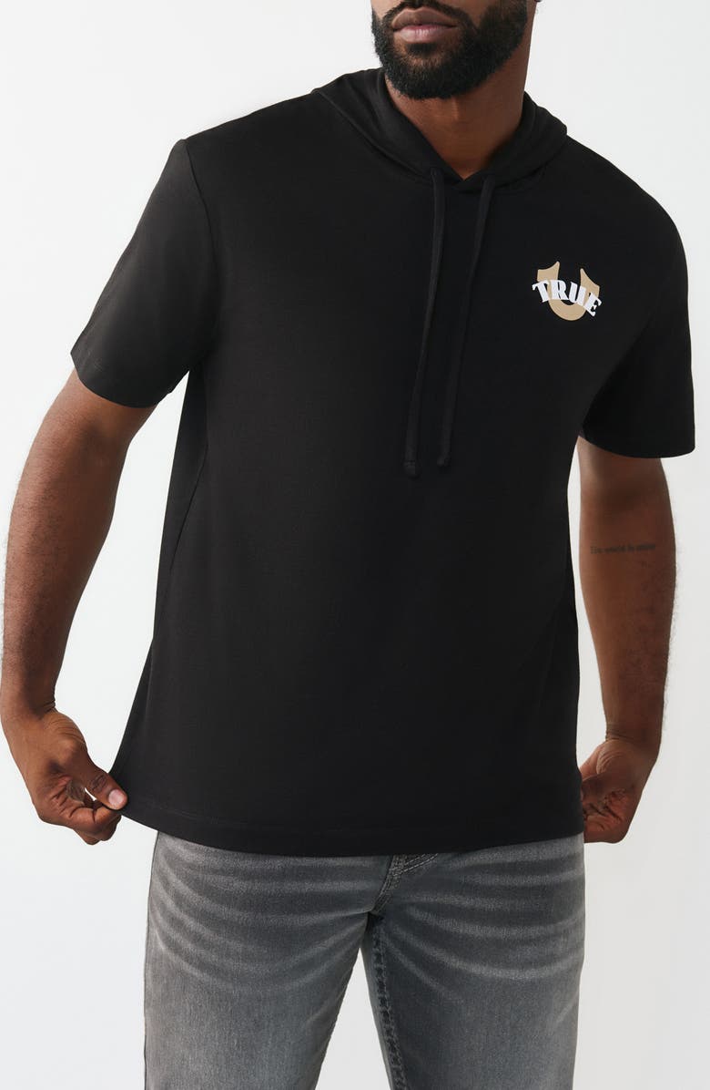 True Religion Circular Hoodie T-Shirt, Main, color, Jet Black