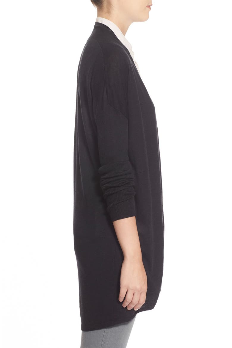 Rib Sleeve Cocoon Cardigan, Alternate, color, BLACK