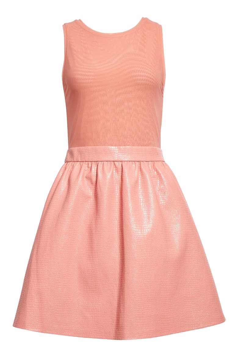 Chara Mixed Media Sleeveless Dress, Alternate, color, ROSE