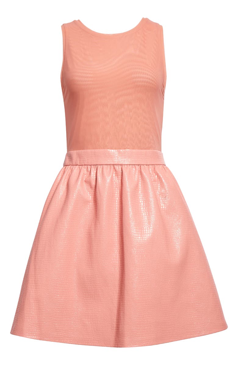 Alice + Olivia Chara Mixed Media Sleeveless Dress, Alternate, color,