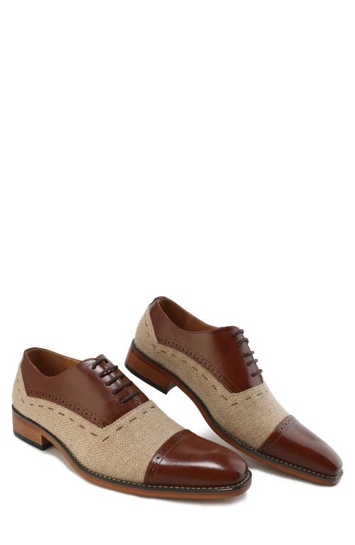 Gino Vitale Cap Toe Oxford In Brown/natural