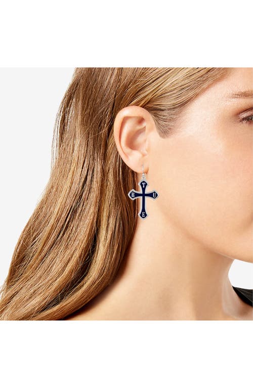 True Religion Enamel Cross Drop Earrings In Silvertone/blue