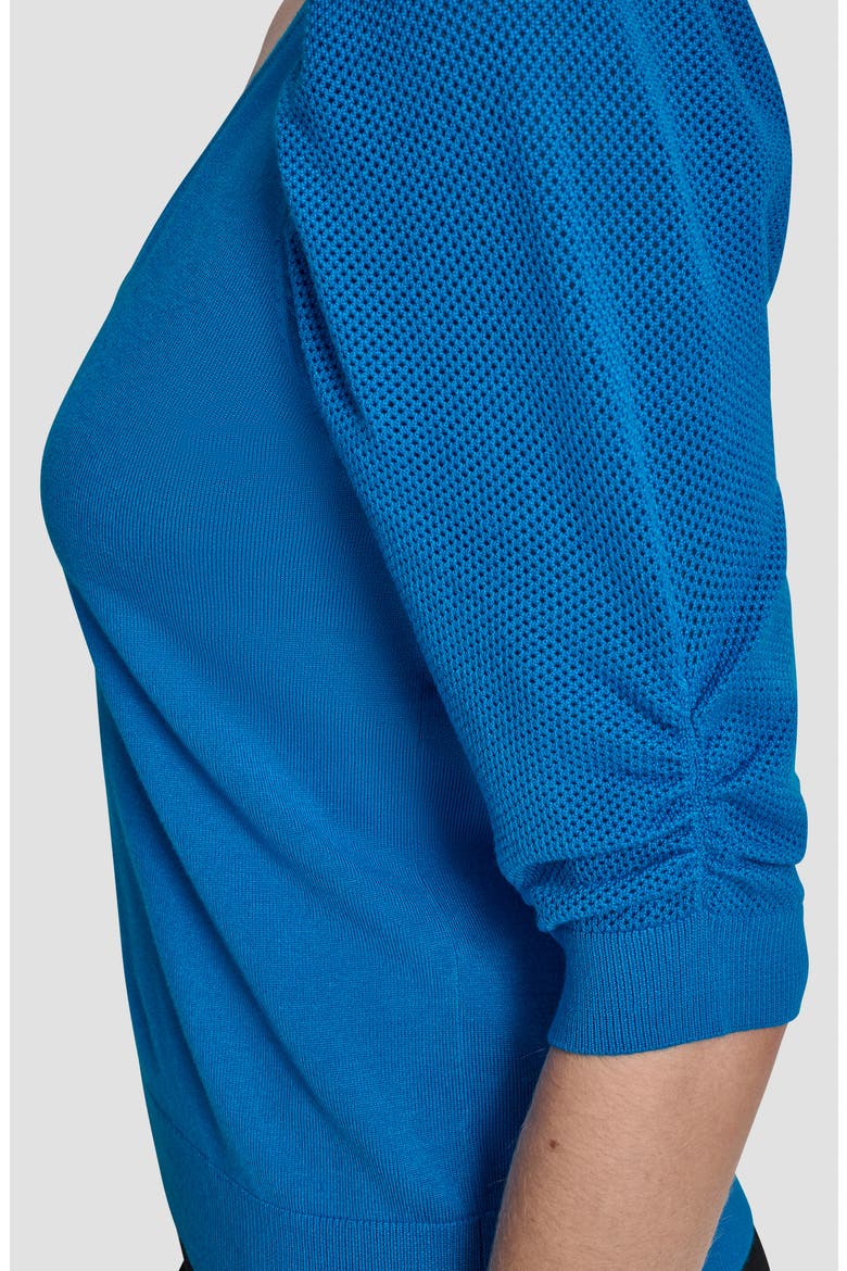 Puff Sleeve V-Neck Sweater, Alternate, color, OCEAN BLUE