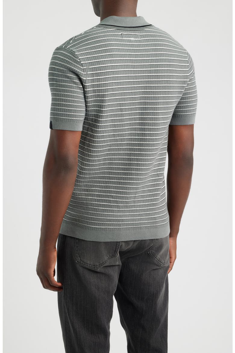 Aaron Stripe Johnny Collar Polo, Alternate, color, GREY STRIPE