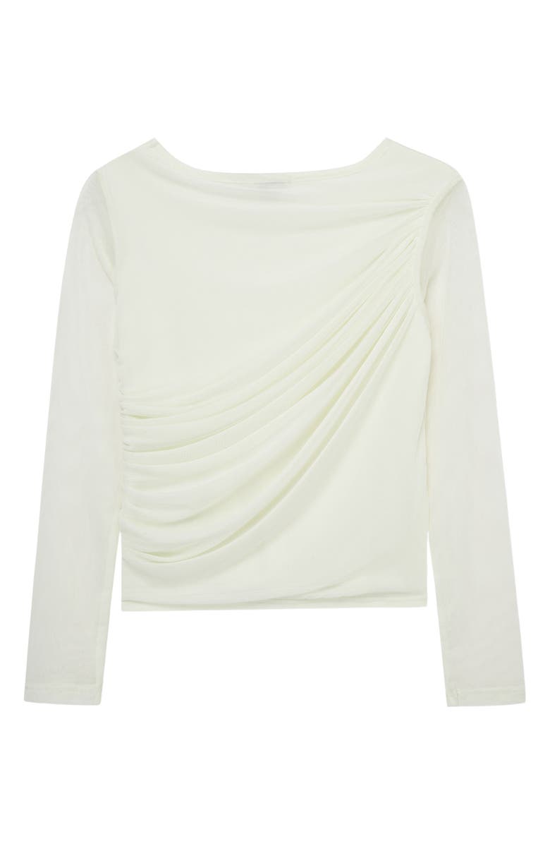 Habitual Kids Kids' Ruched Long Sleeve Mesh Top, Alternate, color, Off-White