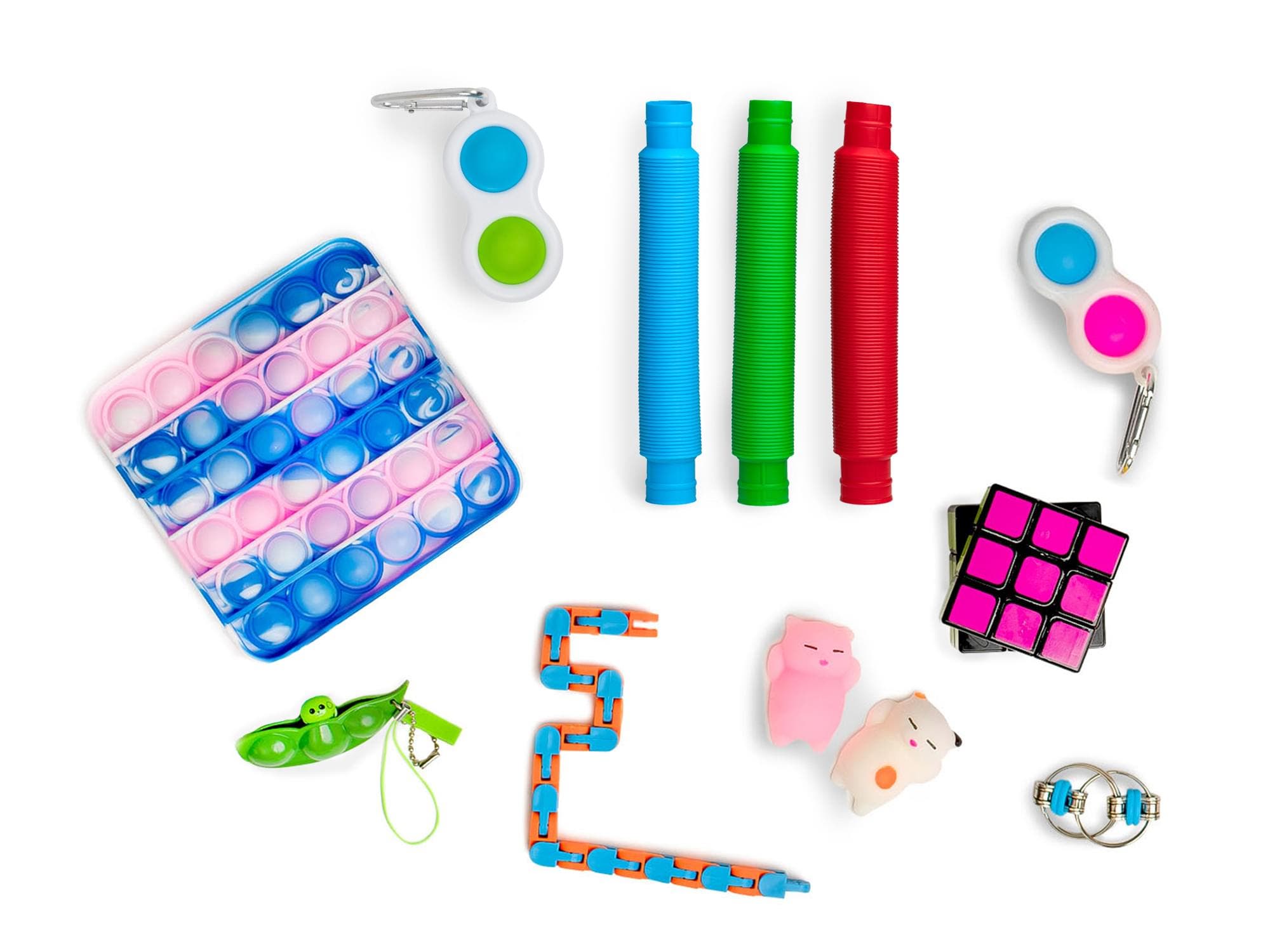 Toynk 12-Piece Sensory Fidget Toy Set | Simple Dimple, Pop Tubes & More in Pink 