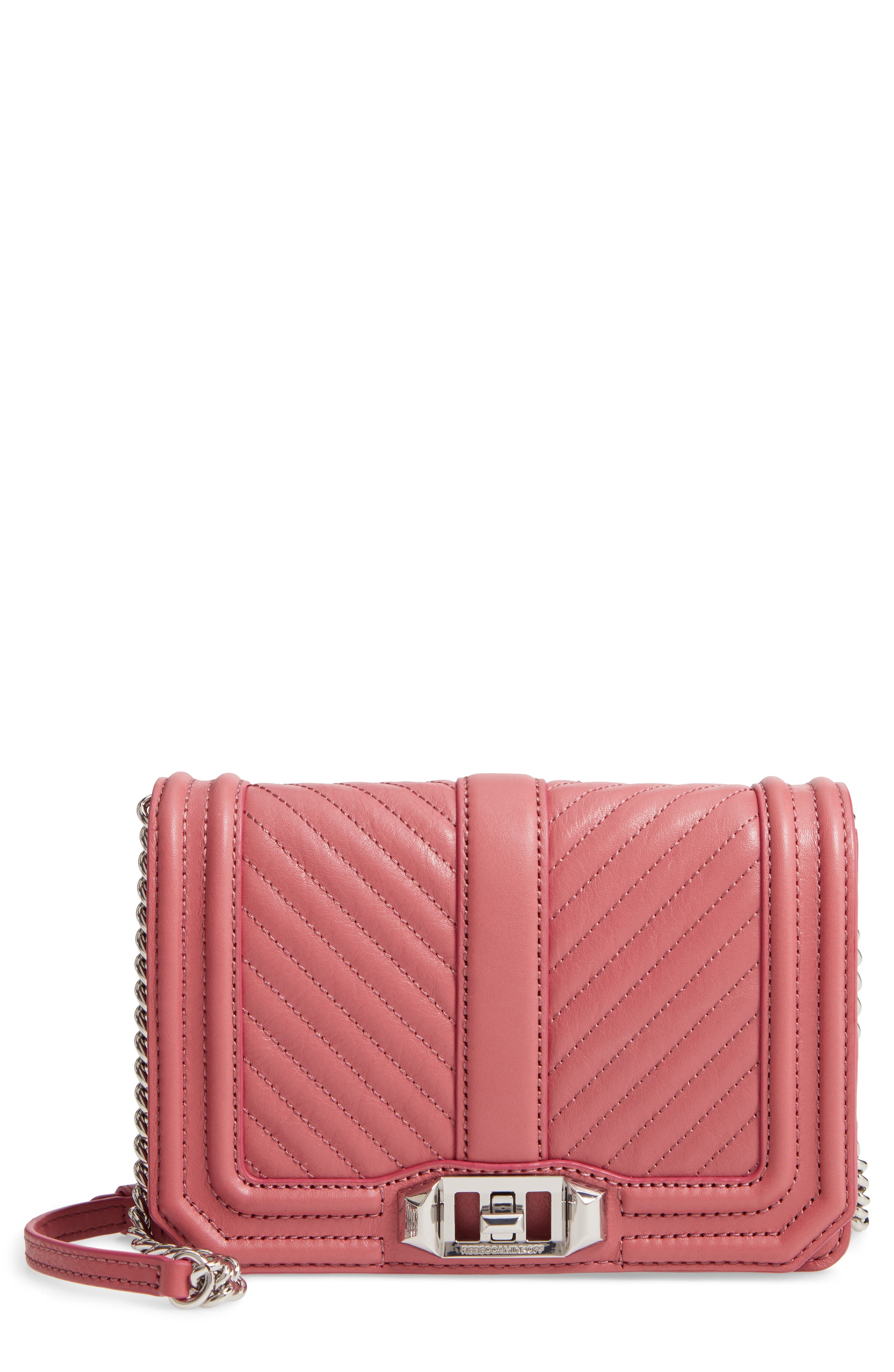 Rebecca Minkoff Small Love Chevron Quilted Leather Crossbody Bag, Main, color, 