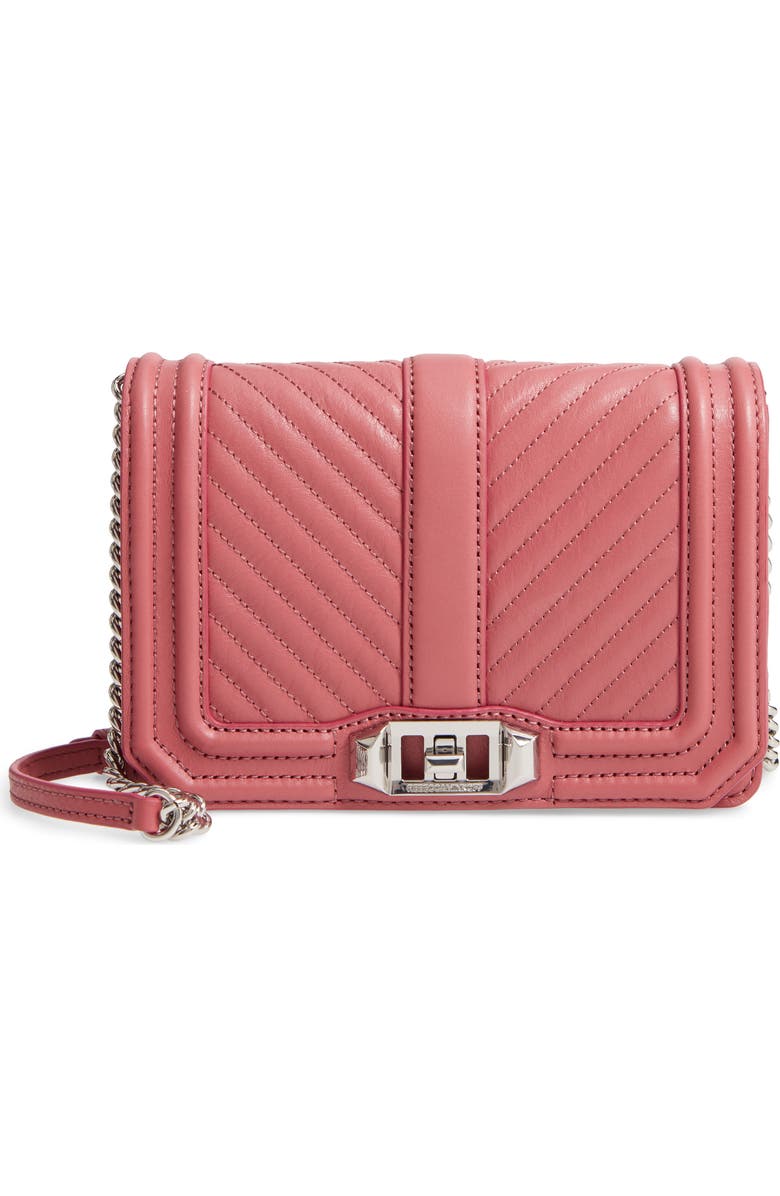 Rebecca Minkoff Small Love Chevron Quilted Leather Crossbody Bag, Main, color,