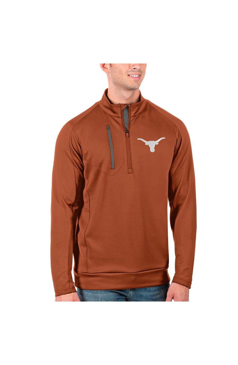ANTIGUA Men's Antigua Texas Orange/Charcoal Texas Longhorns Generation Half-Zip Pullover Jacket, Main, color, 