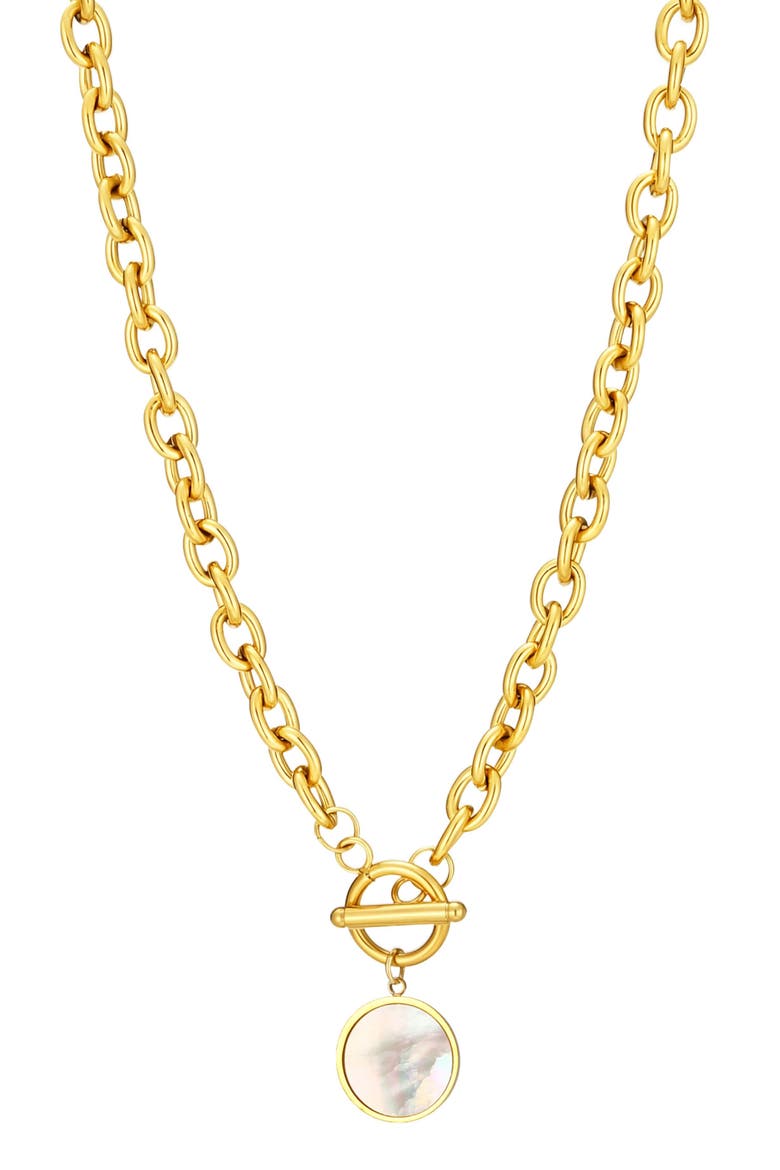 18k Gold Plated Pendant Necklace, Main, color, GOLD/ WHITE