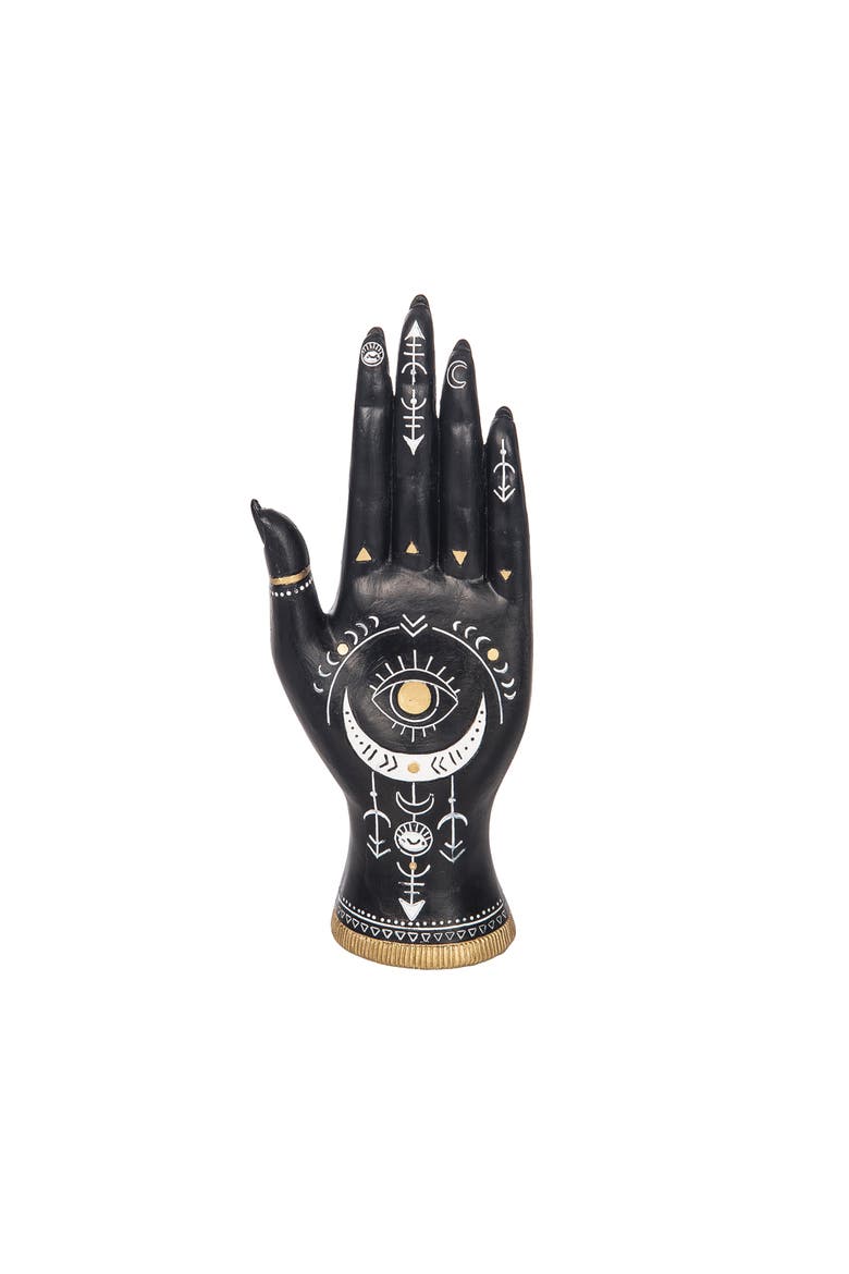 Mystical Palmistry Hand Decorative Halloween 9" Figurine, Main, color, Black