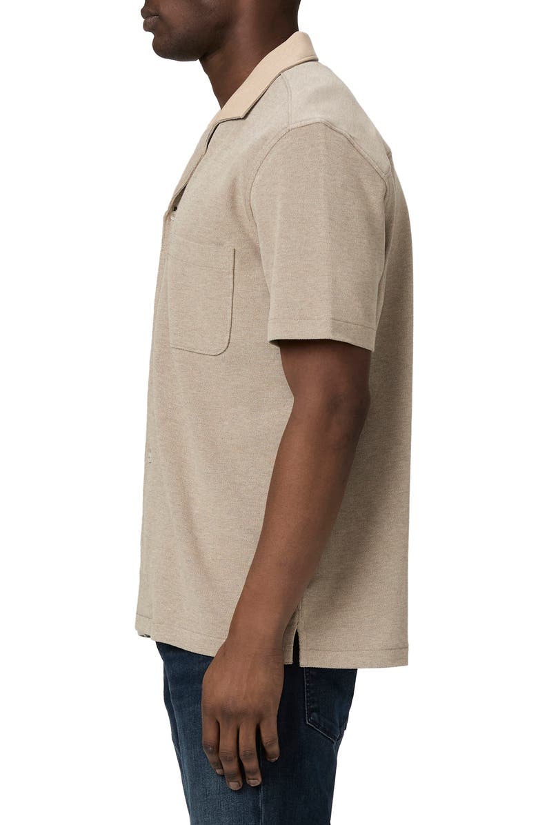 PAIGE Oliver Cotton Camp Shirt, Alternate, color, Heathered Oatmeal