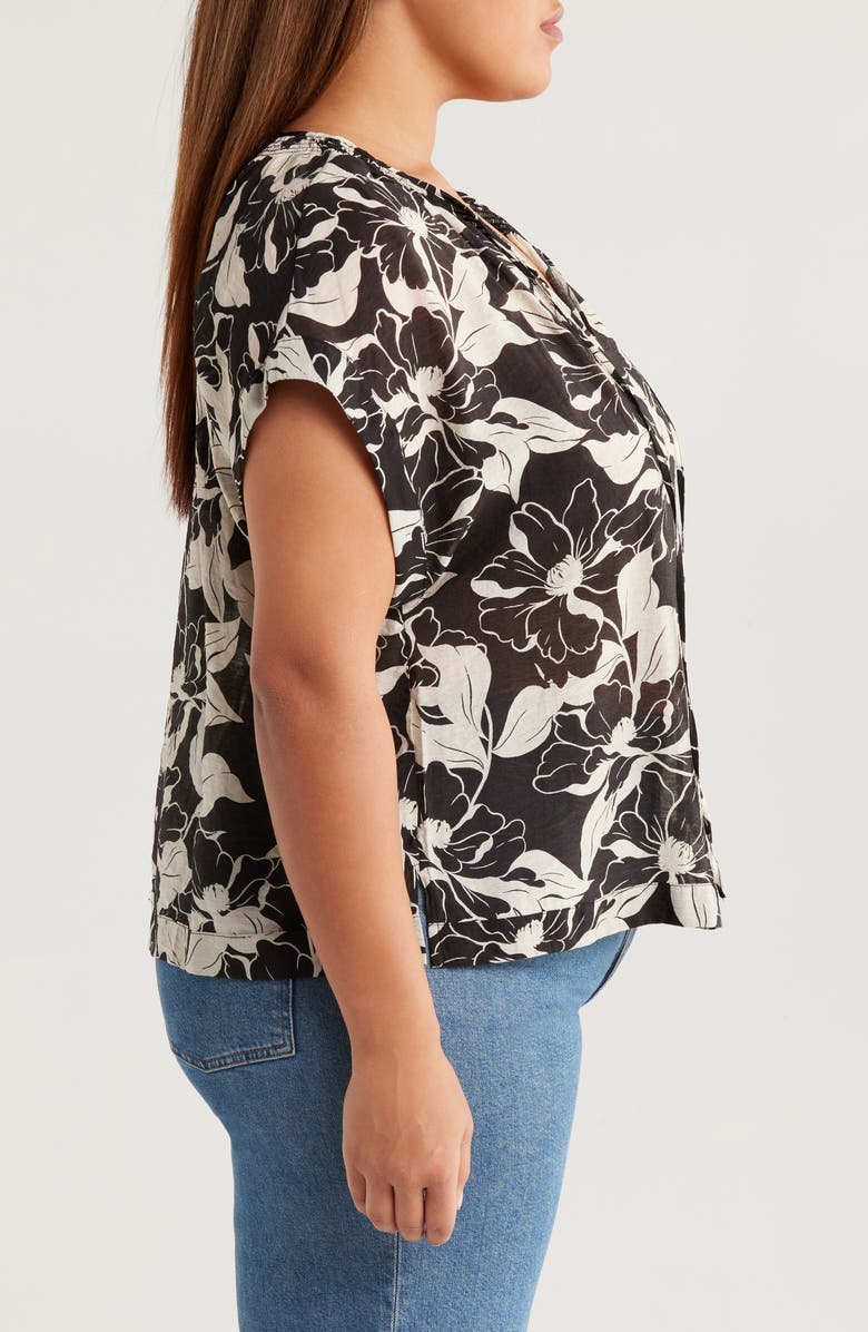 Vince Camuto Floral Dolman Sleeve Peasant Top, Alternate, color, Rich Black