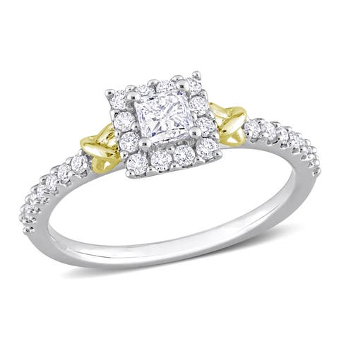 Diamond Princess Halo Ring 14k Gold
