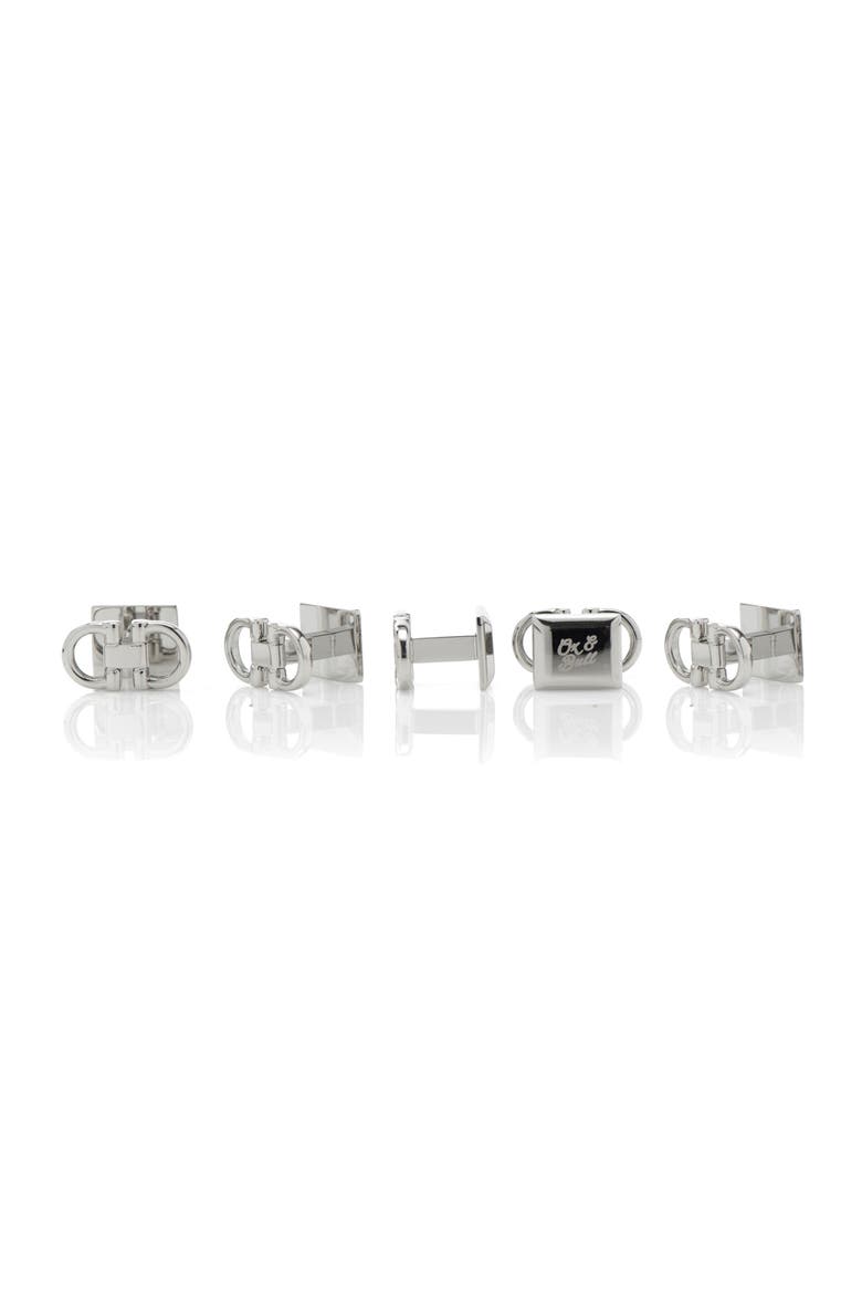 Horsebit Stainless Steel Cuff Links & Studs Set, Alternate, color, SILVER