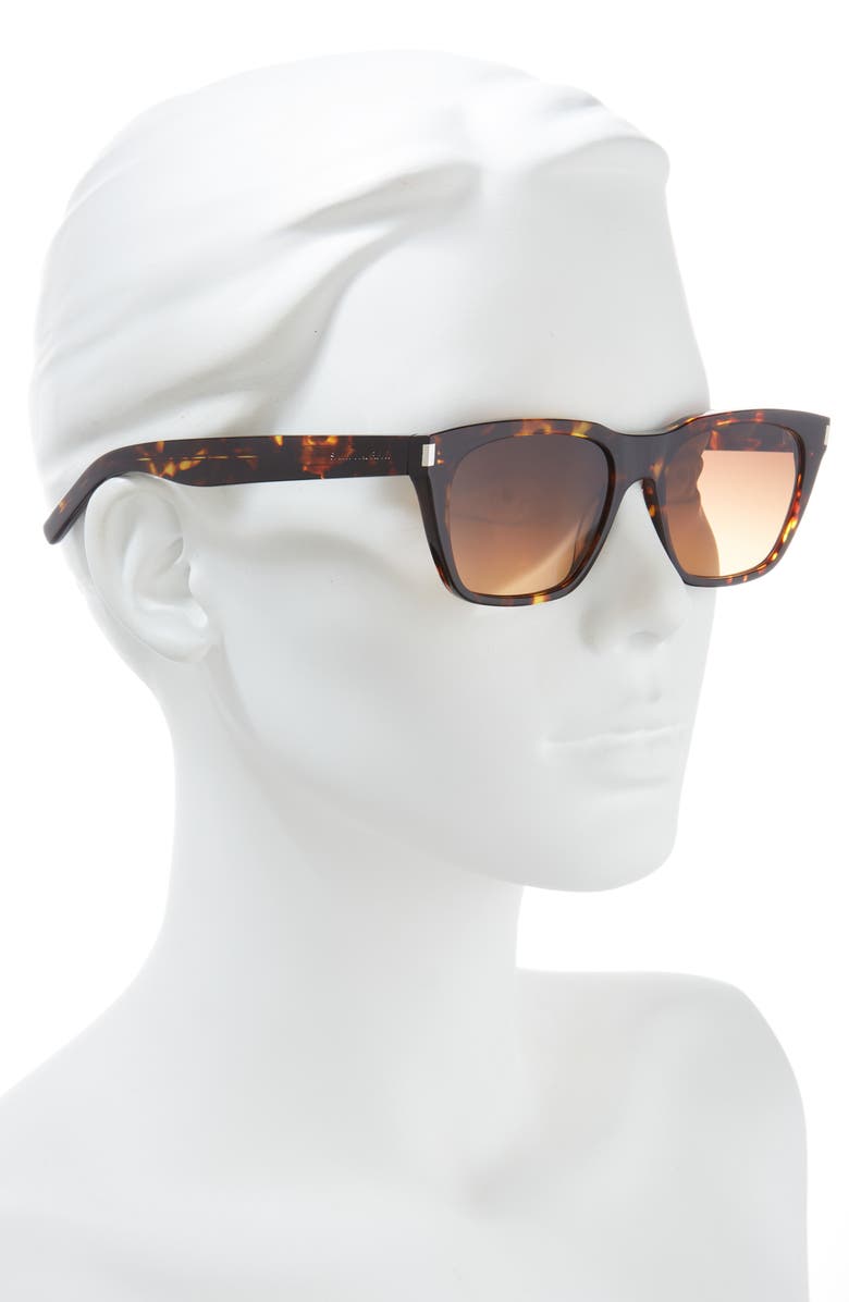 Saint Laurent 56mm Square Sunglasses, Alternate, color, Havana Havana Brown