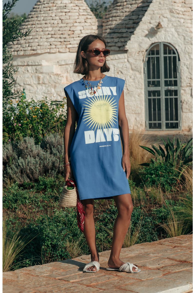 Sunny Days Padded Dress SL, Alternate, color, Med. Denim Blue