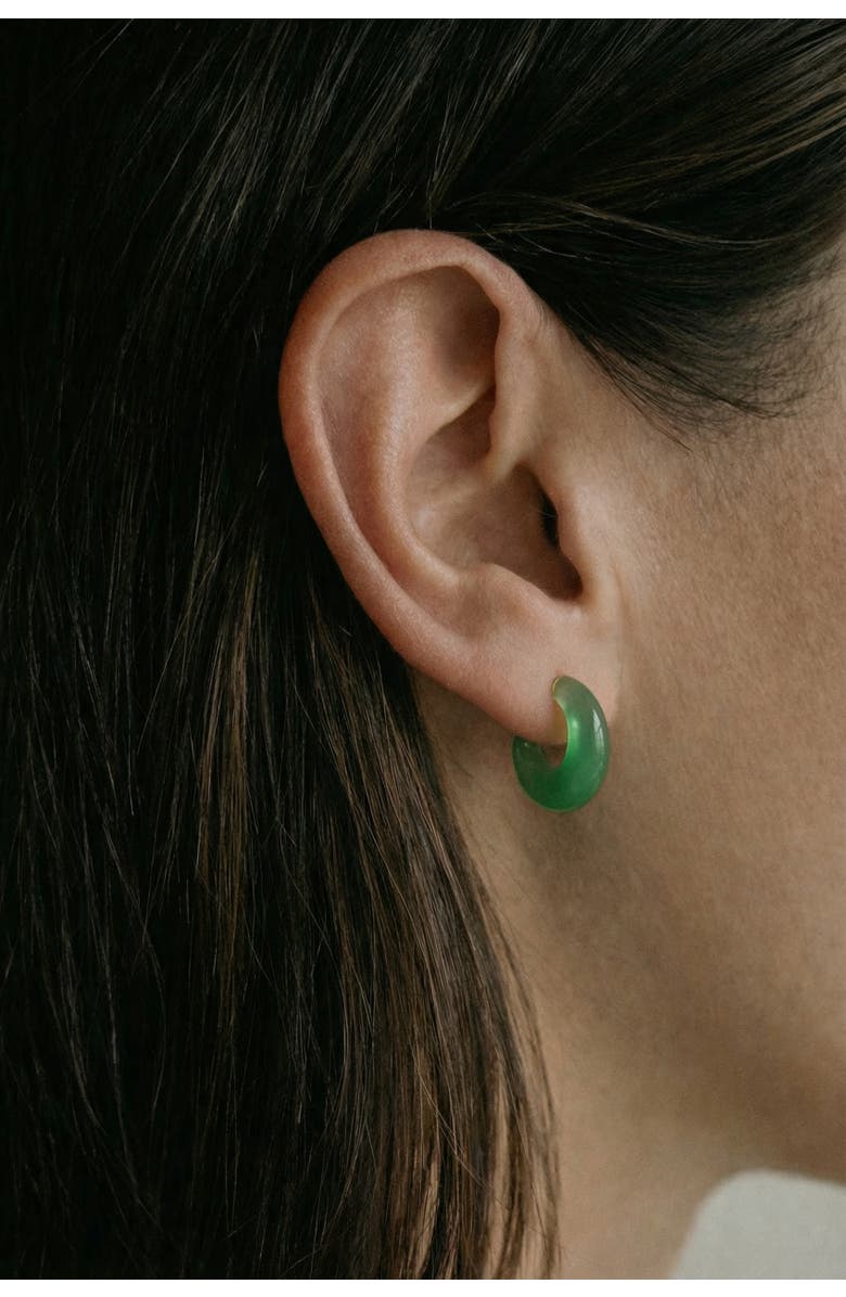 seree Half moon Green chalcedony earrings, Alternate, color, Bright Green