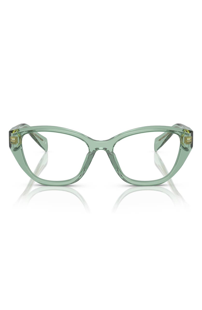 Prada 53mm Square Optical Glasses, Main, color, Dark Green