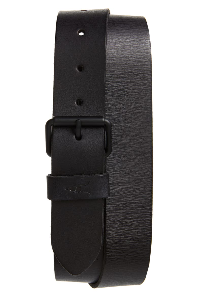 Leather Belt, Main, color, BLACK/ MATTE BLACK