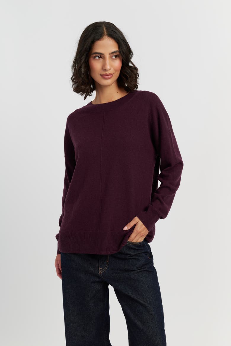 Wool & Cashmere Slouchy Sweater, Alternate, color, Aubergine