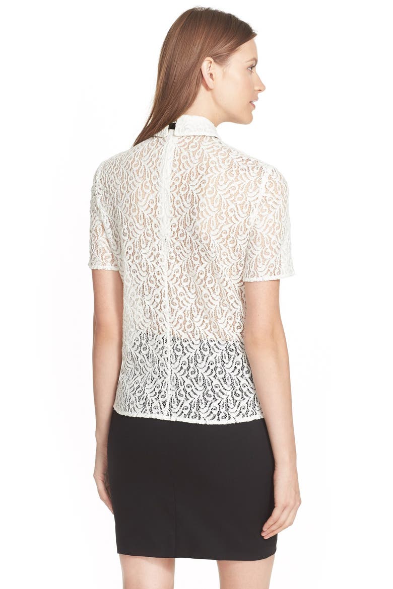Velvet Bow Lace Top, Alternate, color, ECRU