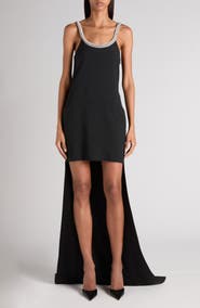 TOM FORD Crystal Embellished Asymmetric Crepe Cocktail Dress