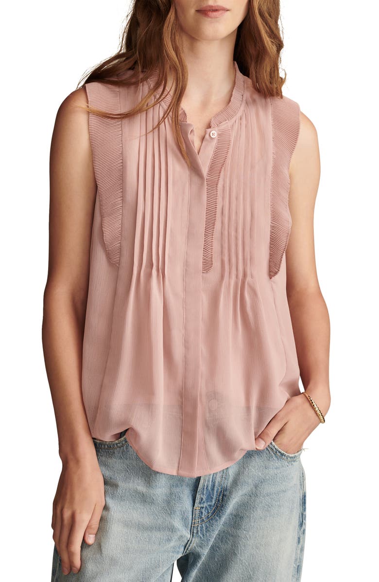 Lucky Brand Pintuck Sleeveless Top, Main, color,