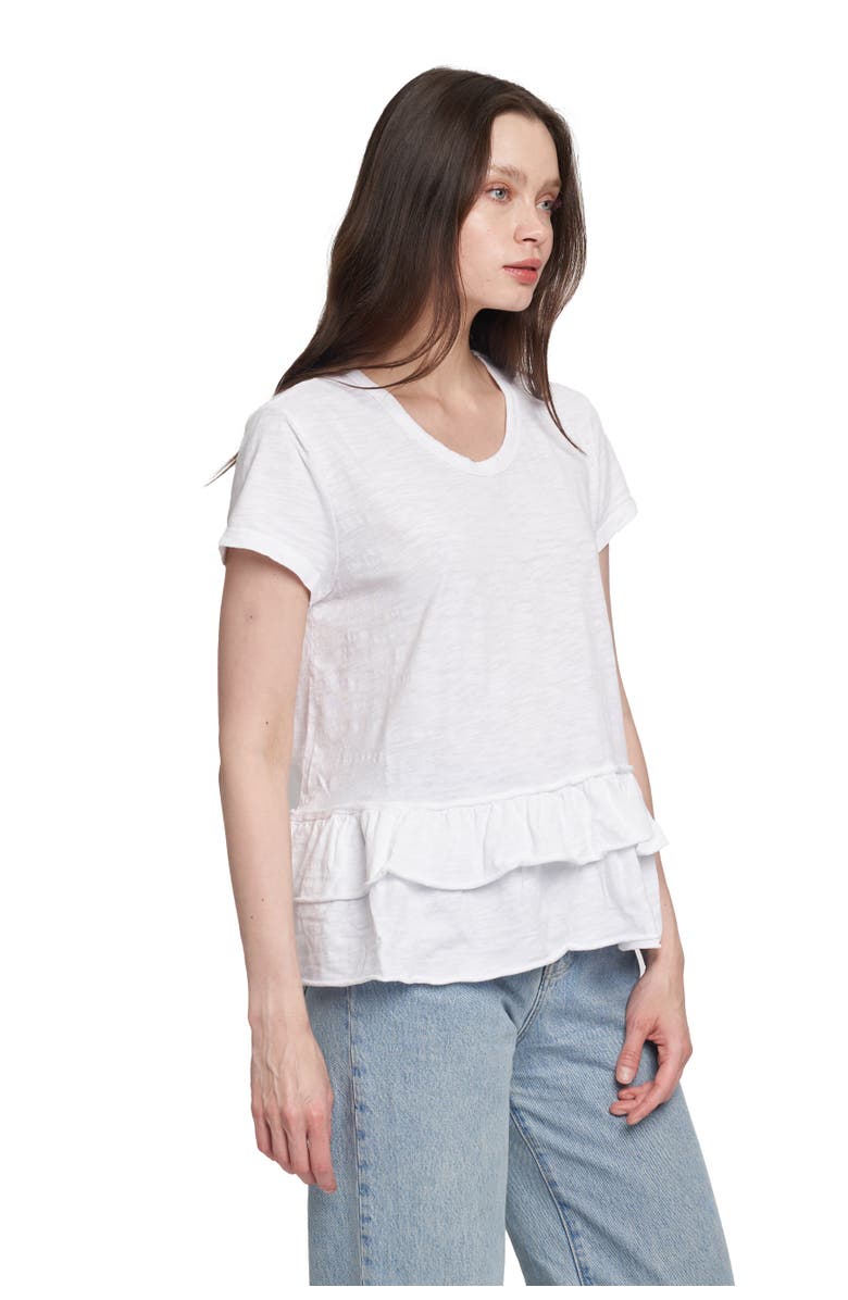 WILT Clothing Short Sleeve Double Tier Mock Hem Crew, Alternate, color, White