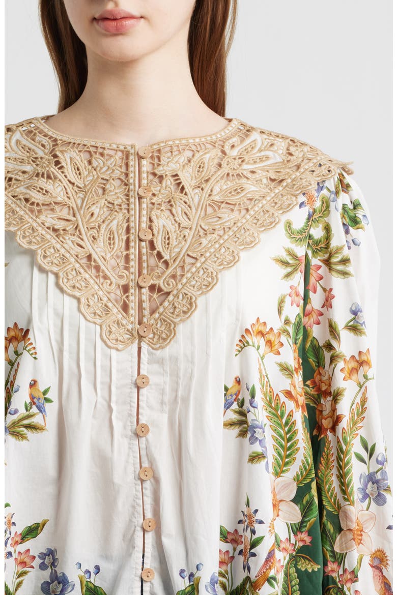 Sand Nature Lace Yoke Button-Up Shirt, Alternate, color, NATURE SAND