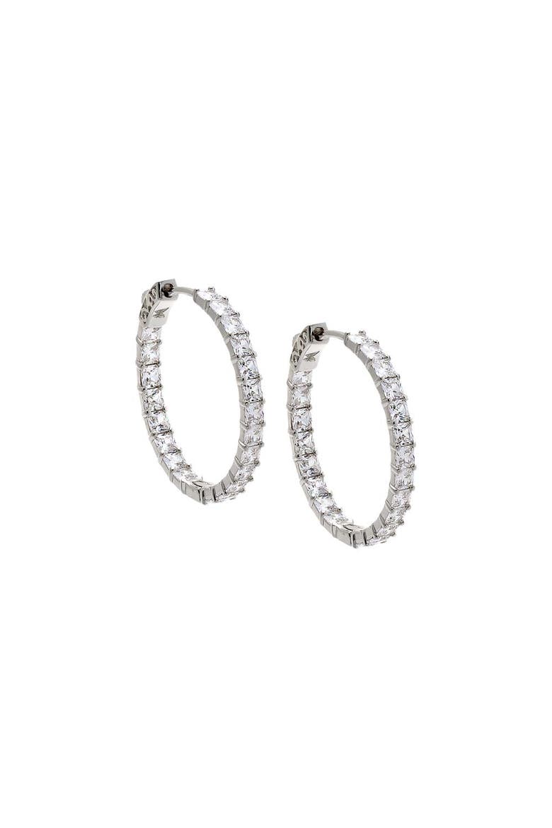 CZ Cushion Cut In & Out Hoop Earring, Main, color, Gold
