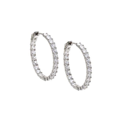 CZ Cushion Cut In & Out Hoop Earring